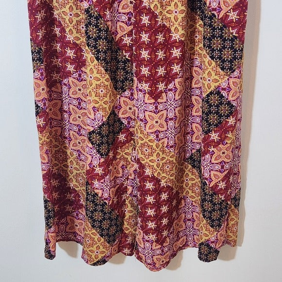 Xhilaration Smocked Multicolor Boho Patchwork Jumpsuit XXL