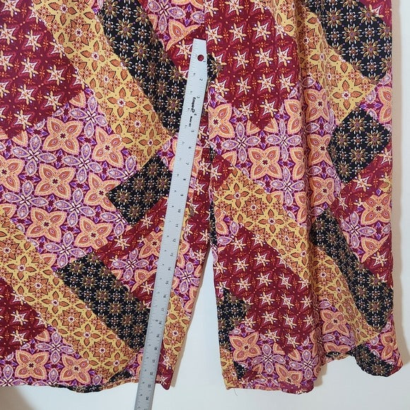 Xhilaration Smocked Multicolor Boho Patchwork Jumpsuit XXL