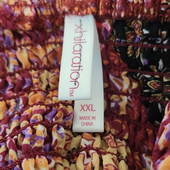 Xhilaration Smocked Multicolor Boho Patchwork Jumpsuit XXL