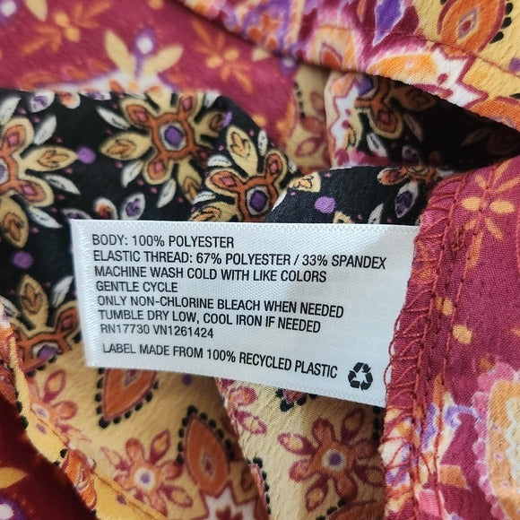 Xhilaration Smocked Multicolor Boho Patchwork Jumpsuit XXL