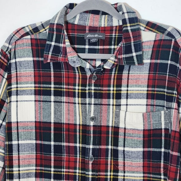 Eddie Bauer Men's Red Multicolor Plaid Flannel Shirt Size XL