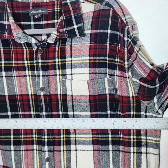 Eddie Bauer Men's Red Multicolor Plaid Flannel Shirt Size XL