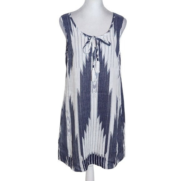 St. Tropez West Navy and White Linen Mini Dress Size 2 Navy Linen Dress