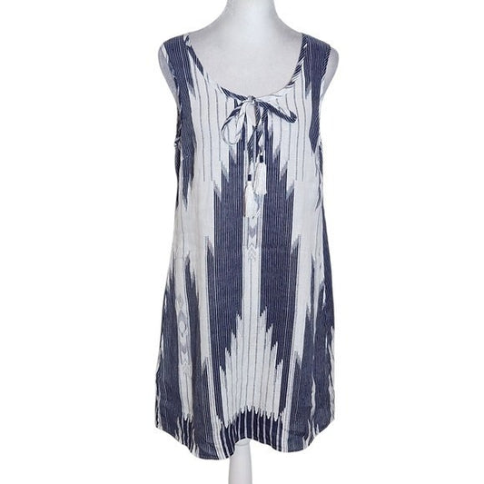 St. Tropez West Navy and White Linen Mini Dress Size 2 Navy Linen Dress