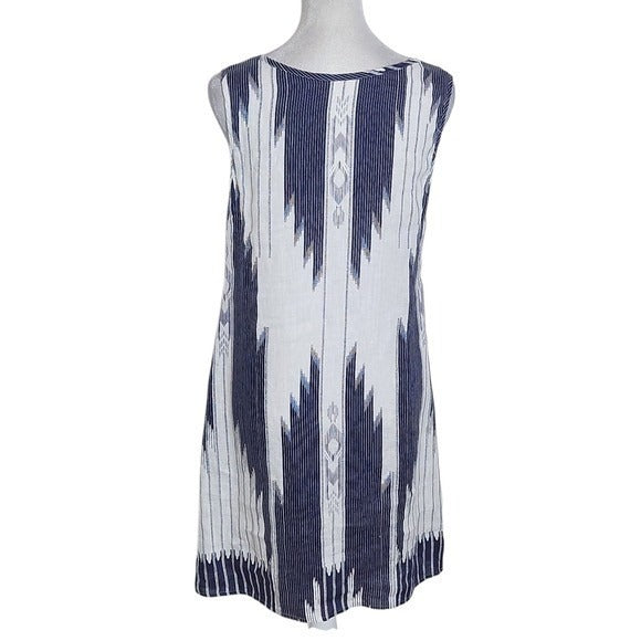 St. Tropez West Navy and White Linen Mini Dress Size 2 Navy Linen Dress