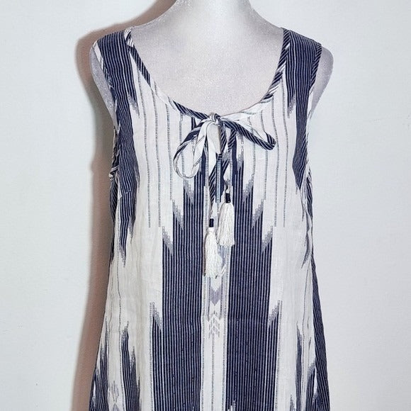 St. Tropez West Navy and White Linen Mini Dress Size 2 Navy Linen Dress