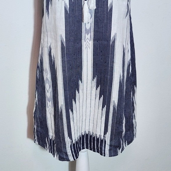 St. Tropez West Navy and White Linen Mini Dress Size 2 Navy Linen Dress