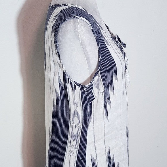 St. Tropez West Navy and White Linen Mini Dress Size 2 Navy Linen Dress