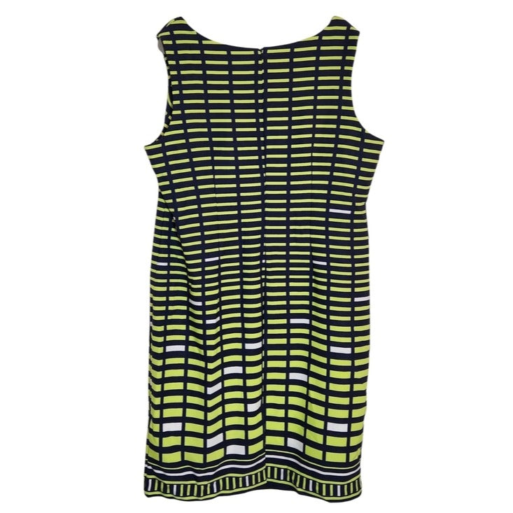 Maya Brooke Navy and Lime Green Print Sheath Dress Size 20W