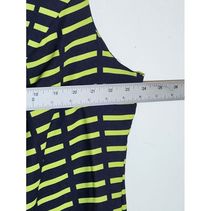 Maya Brooke Navy and Lime Green Print Sheath Dress Size 20W