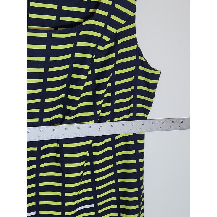 Maya Brooke Navy and Lime Green Print Sheath Dress Size 20W