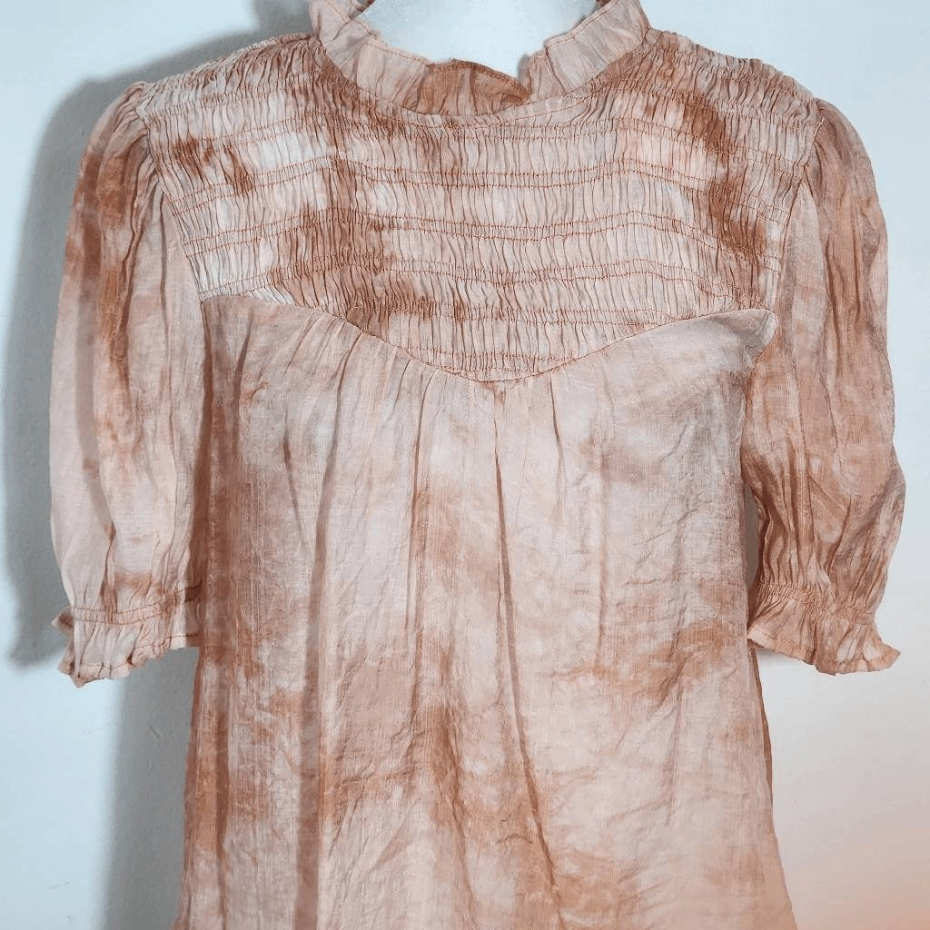 By the River Peach Dyed Smocked Blouse NWT Size Small Boho Blouse