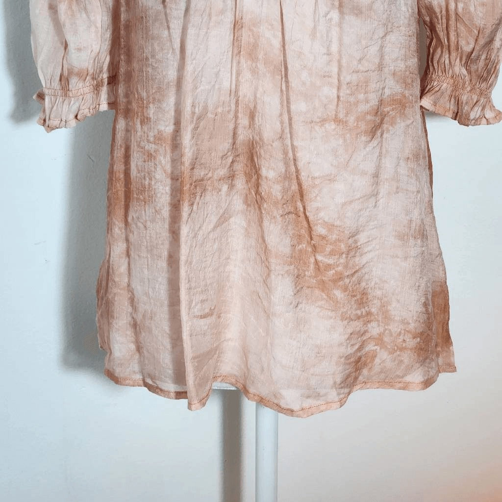 By the River Peach Dyed Smocked Blouse NWT Size Small Boho Blouse