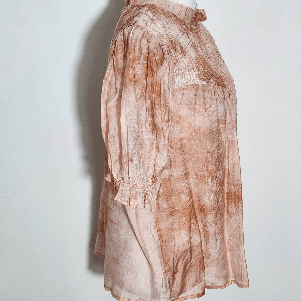 By the River Peach Dyed Smocked Blouse NWT Size Small Boho Blouse