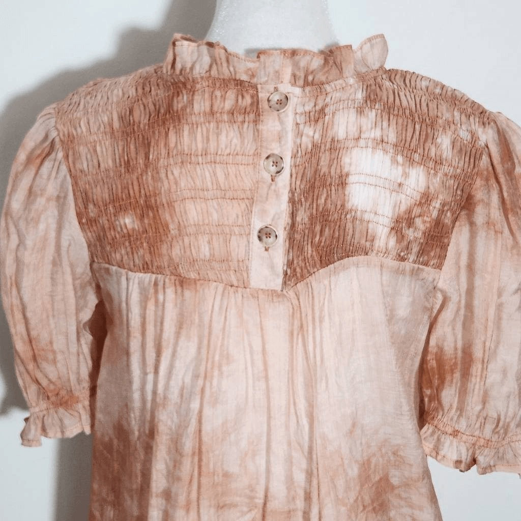 By the River Peach Dyed Smocked Blouse NWT Size Small Boho Blouse