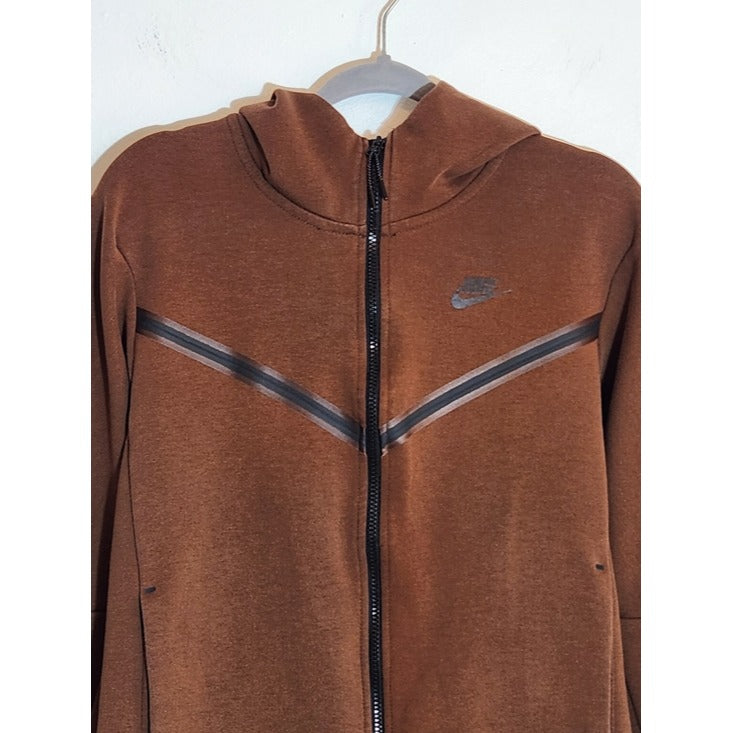 Nike Tech Fleece Brown Full-Zip Hoodie Jacket Size Small