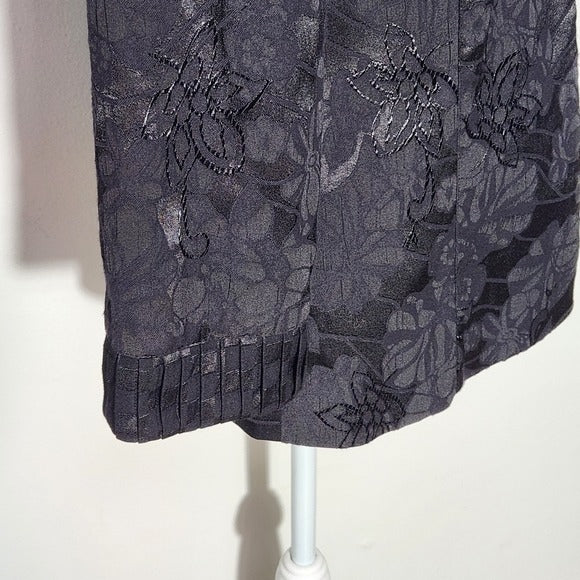 Chico's Black Floral Jacquard 3/4 Sleeve Blazer Size Medium Black Women's Blazer