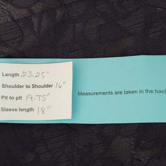 Chico's Black Floral Jacquard 3/4 Sleeve Blazer Size Medium Black Women's Blazer