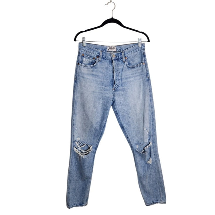 Agolde Light Wash Jamie High Rise Cropped Jeans Size 26