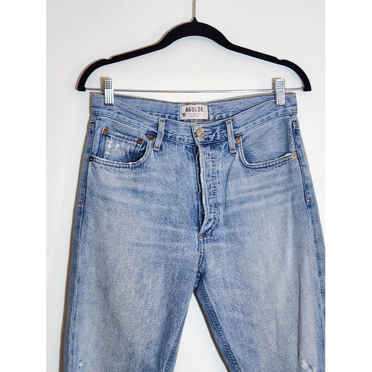 Agolde Light Wash Jamie High Rise Cropped Jeans Size 26