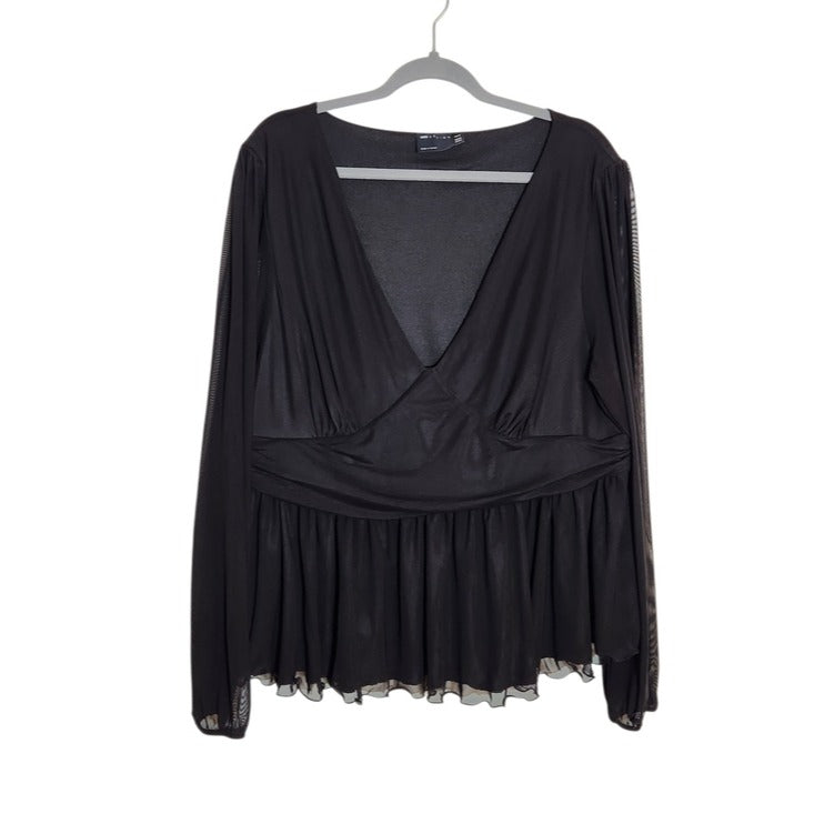 ASOS Black Mesh Long Sleeve Blouse Size 20
