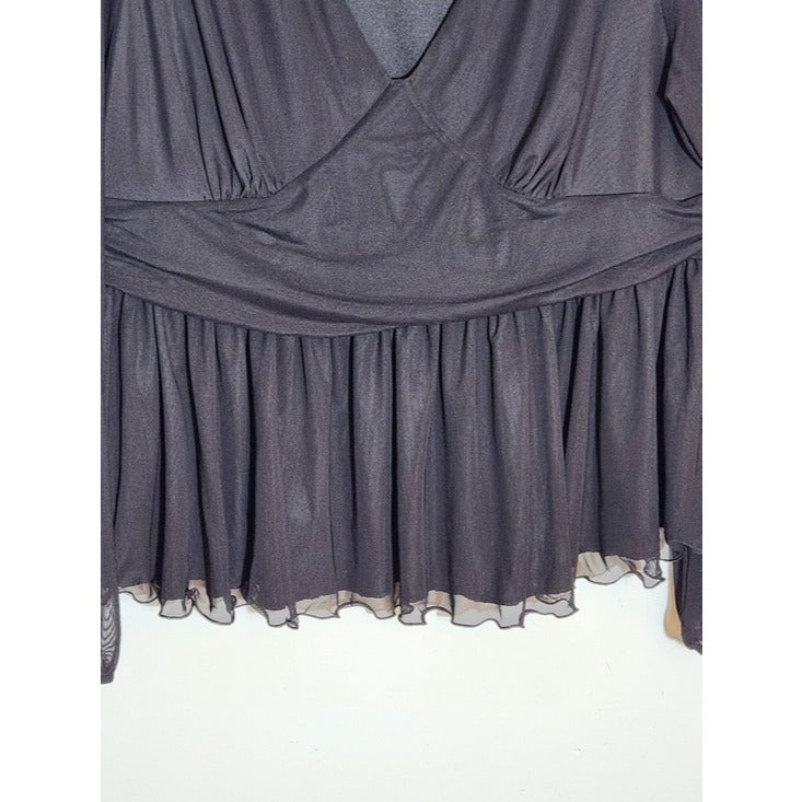 ASOS Black Mesh Long Sleeve Blouse Size 20