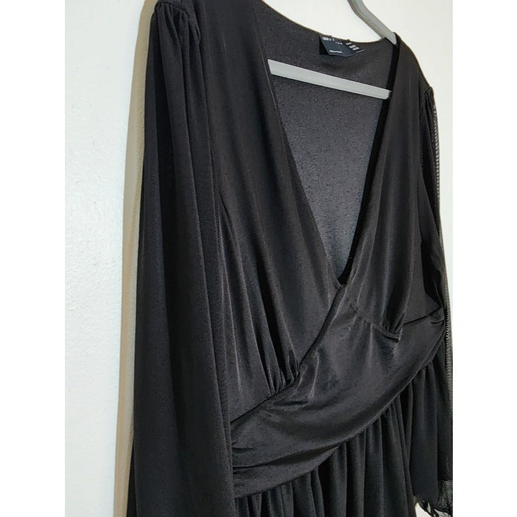 ASOS Black Mesh Long Sleeve Blouse Size 20