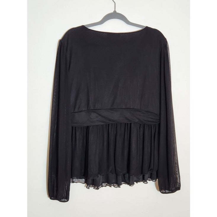 ASOS Black Mesh Long Sleeve Blouse Size 20