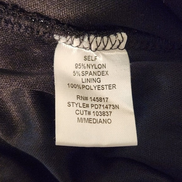 Privy Black One Shoulder Ruched Shimmer Midi Dress Size Medium