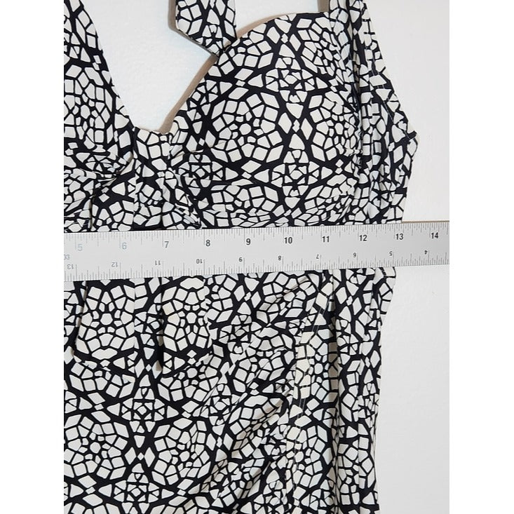 Merona Black and White Print Halter Tankini Top Size Medium NWT
