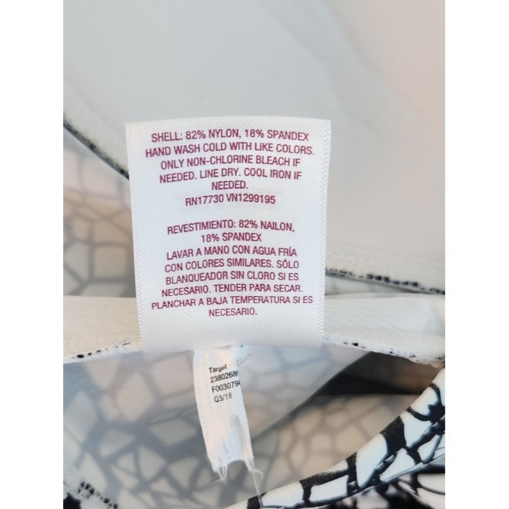 Merona Black and White Print Halter Tankini Top Size Medium NWT