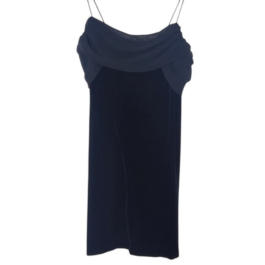 Betsy & Adam Black Velvet Bodycon Mini Formal Dress with Chiffon Size 14 P NWT