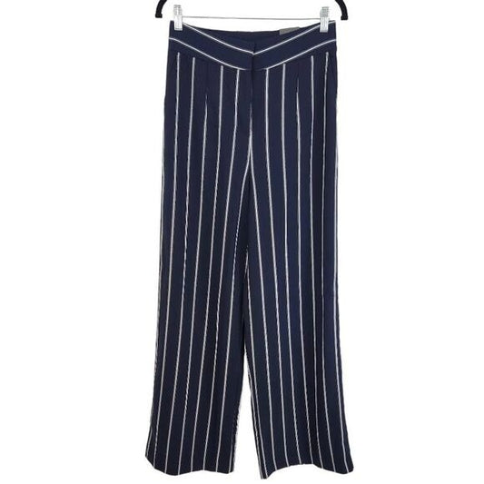 Madison Navy Stripe Wide Leg Pants NWT Size 4 Preppy Striped Dress Pants