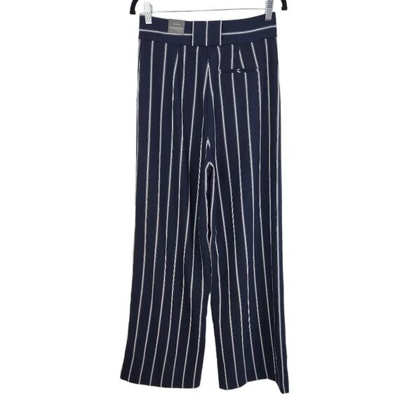 Madison Navy Stripe Wide Leg Pants NWT Size 4 Preppy Striped Dress Pants