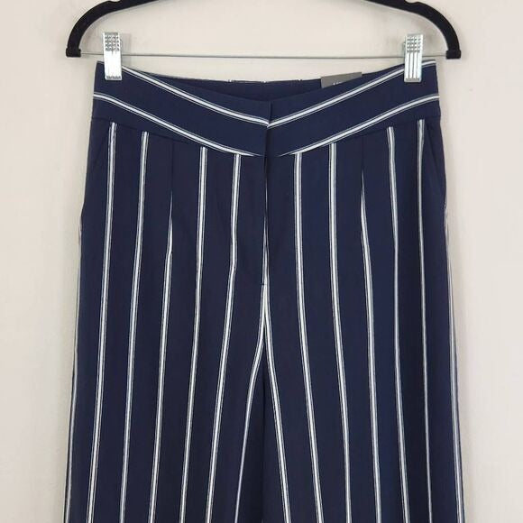 Madison Navy Stripe Wide Leg Pants NWT Size 4 Preppy Striped Dress Pants