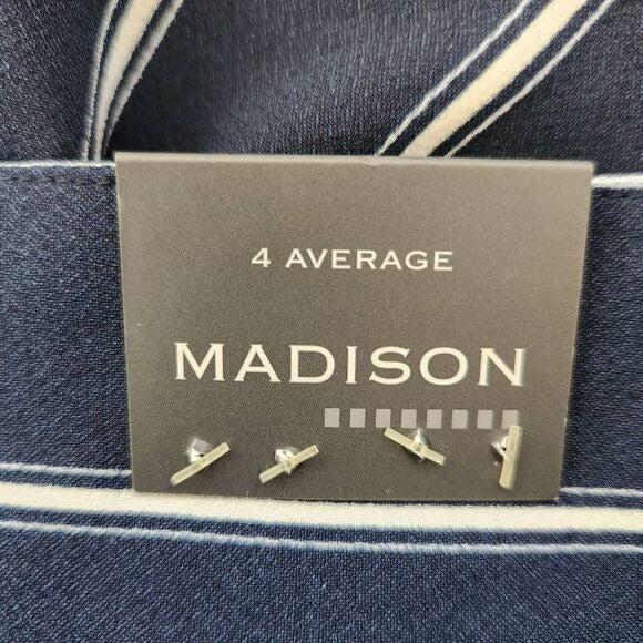 Madison Navy Stripe Wide Leg Pants NWT Size 4 Preppy Striped Dress Pants