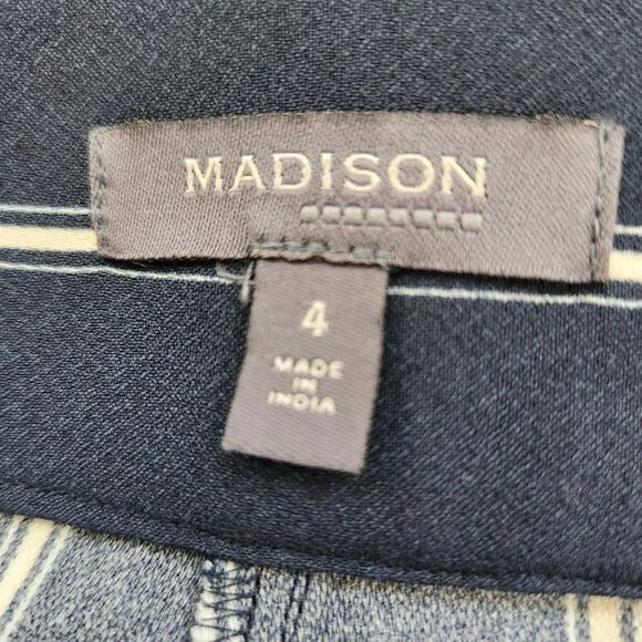 Madison Navy Stripe Wide Leg Pants NWT Size 4 Preppy Striped Dress Pants