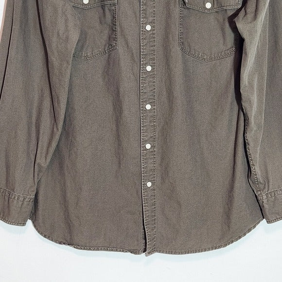 Gap Army Green Casual Snap-Up Shirt Size XL Classic Fit Western Style Shirt