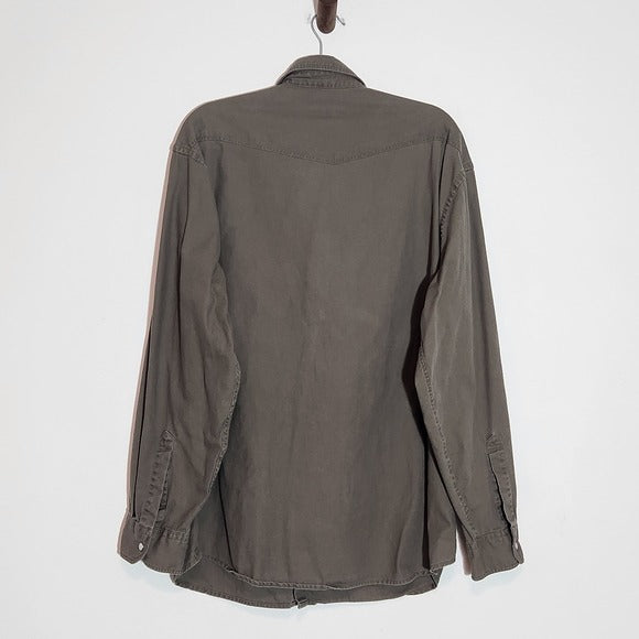 Gap Army Green Casual Snap-Up Shirt Size XL Classic Fit Western Style Shirt