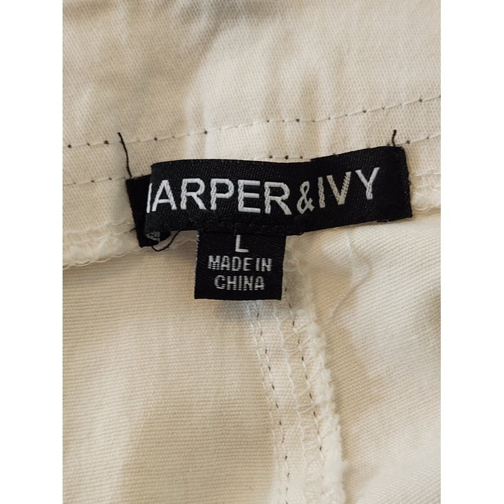 Harper & Ivy Cream Cargo Shorts Size Large