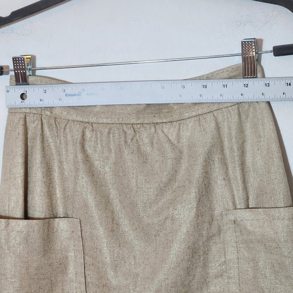 Cartonnier Metallic Gold Linen Blend Mini Skirt Size 2