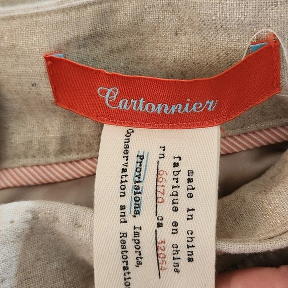 Cartonnier Metallic Gold Linen Blend Mini Skirt Size 2