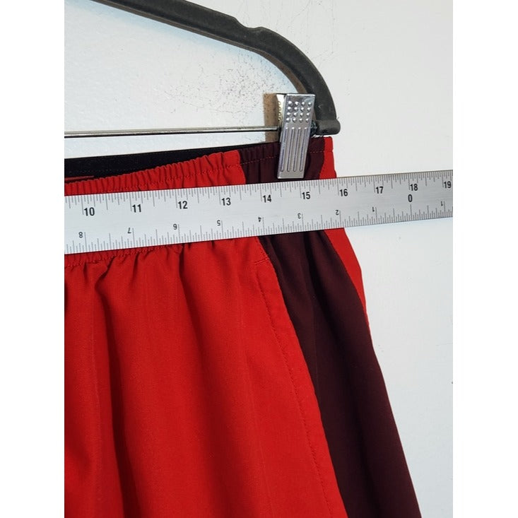 Nike Red Athletic Shorts with Maroon Panels Size Large