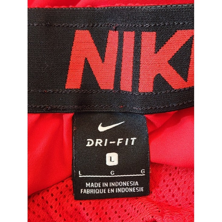 Nike Red Athletic Shorts with Maroon Panels Size Large