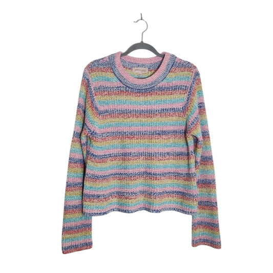 Philosophy Rainbow Stripe Boxy Knit Sweater Size Large
