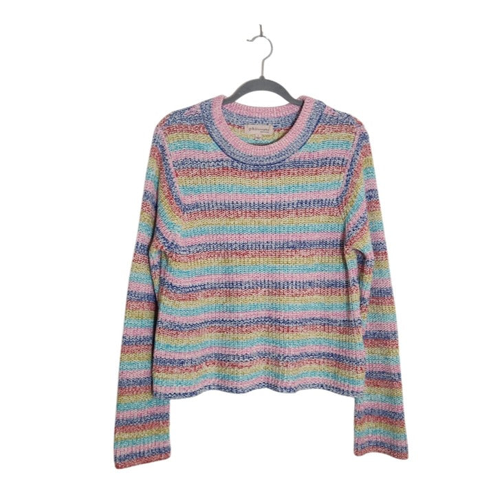 Philosophy Rainbow Stripe Boxy Knit Sweater Size Large