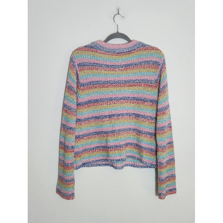 Philosophy Rainbow Stripe Boxy Knit Sweater Size Large