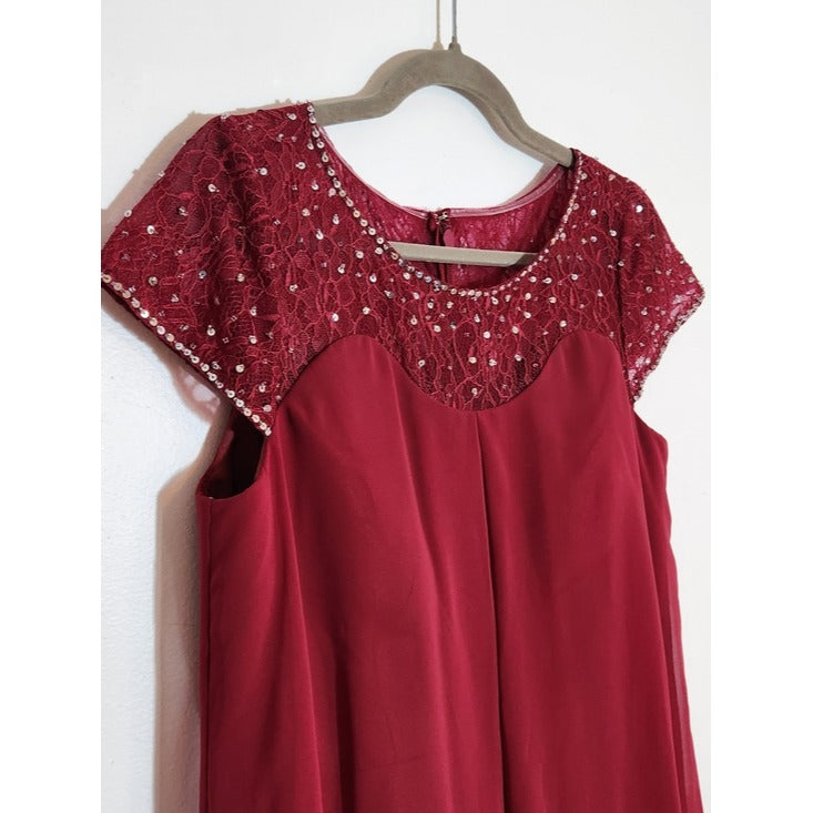 Azazie Wine Burgundy Tess Mother of the Bride Dress Size A10 Medium