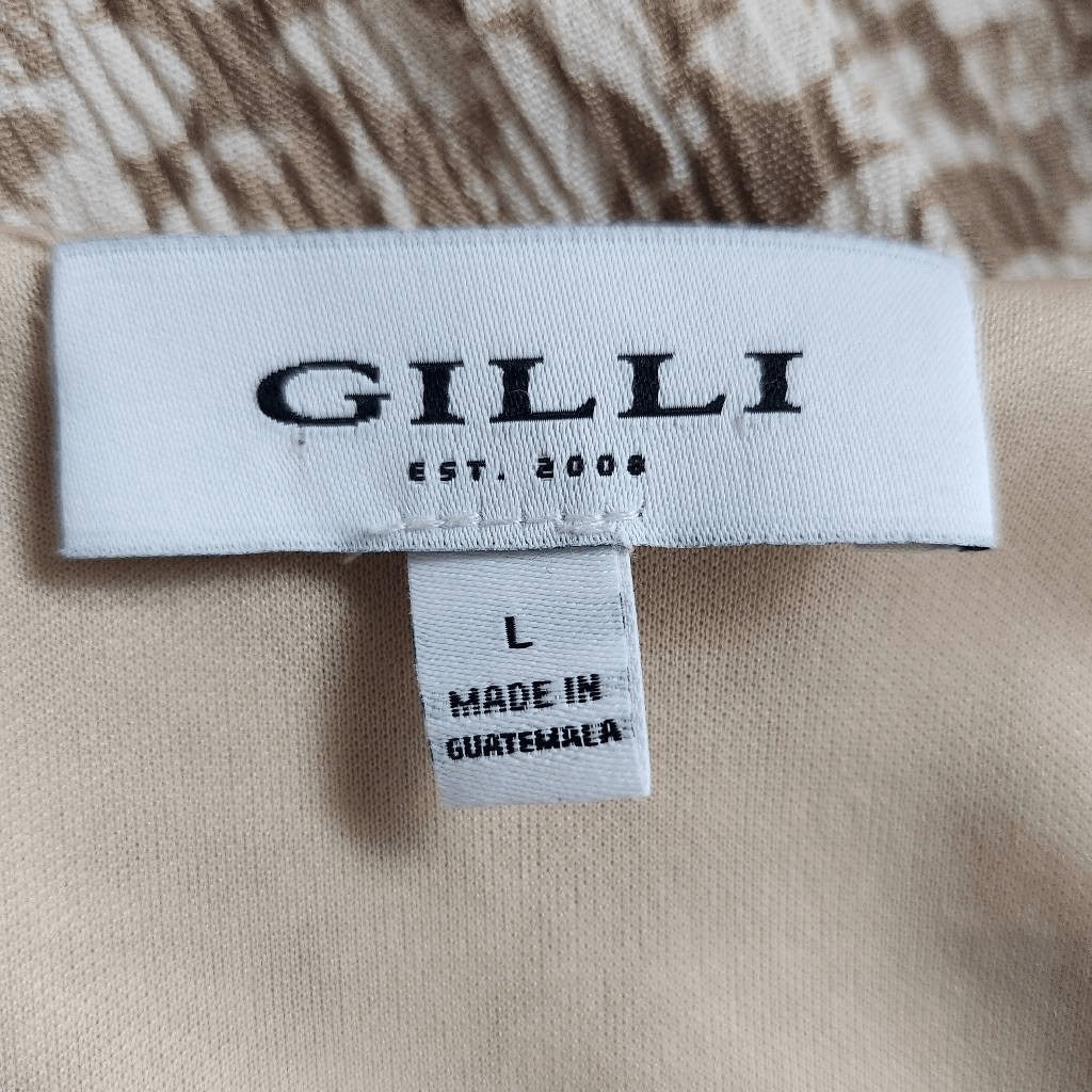 Gilli Tan Cream Floral Mini Babydoll Dress Size Large Wedding Guest Dress