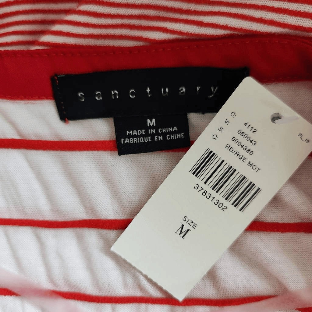 Sanctuary Red and White Stripe Tunic NWT Size Medium Anthropologie Striped Top